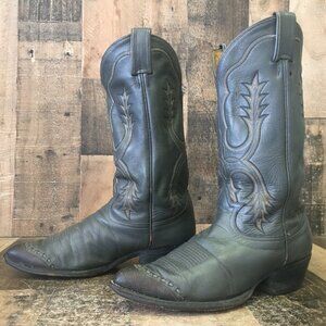 Tony Lama Vintage Gold Label Teju Lizard Wingtip Cowboy Boots Mens 9 D